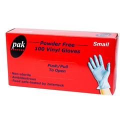 GLOVES VINYL BLUE POWDER FREE SMALL 100S (10) # GLOVES-B-S-PF PAK