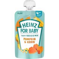 BABY FOOD PUMPKIN & CORN 4+ MTH (6 X 120GM) # 22577 HEINZ