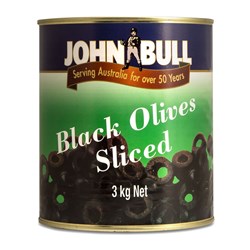 OLIVES BLACK SLICED MEDITERRANEAN A10(6) # OLSB/6A10 JOHN BULL