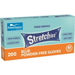GLOVE MEDIUM STRETCHIES BLUE POWDER FREE 200S (10) # PS-SEGB-MED PRIME SOURCE