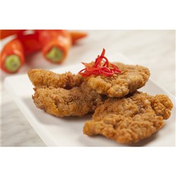 CHICKEN SCHNITZEL THIGH FILLET SOUTHERN STYLE 135-145GM 5KG # 418 SCHNITS