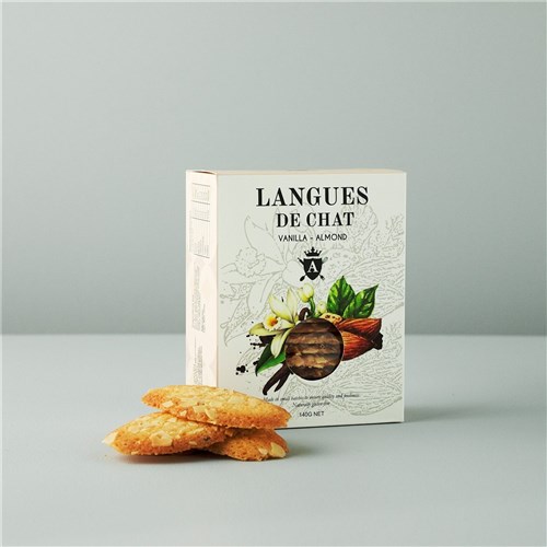 CRACKERS LANGUES DE CHAT VANILLA & ALMOND (6 X 140GM) # 50030 ASTERISK KITCHEN