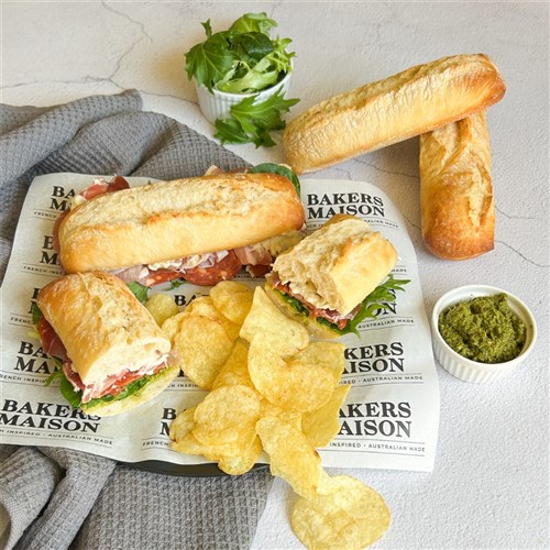 BREAD BAGUETTE BABY SOURDOUGH (63 X 100GM) # 11315 BAKERS MAISON