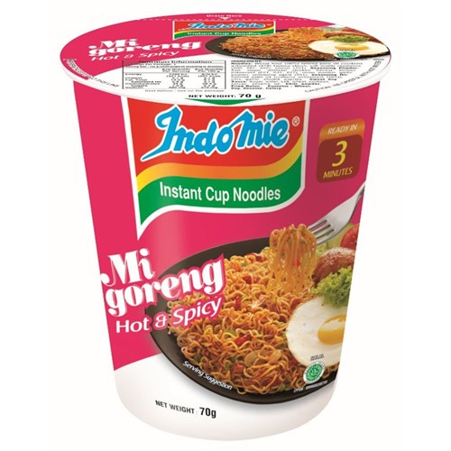 NOODLE CUP HOT&SPICY (12 X 70GM) #ECNHSI INDOMIE