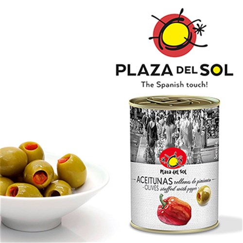 OLIVES MANZANILLA  PIQUILLO STUFFED 280GM(12) # OLPDSpiqol280g PLAZA DEL SOL