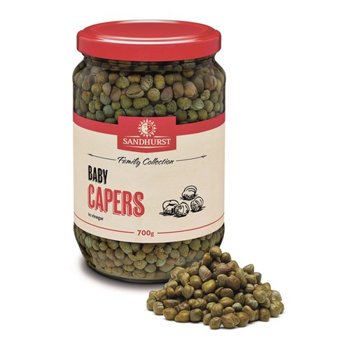 CAPERS BABY IN VINEGAR 700GM (6) # BCAP700 SANDHURST