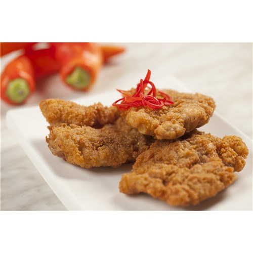 CHICKEN SCHNITZEL THIGH FILLET SOUTHERN STYLE 135-145GM 5KG # 418 SCHNITS