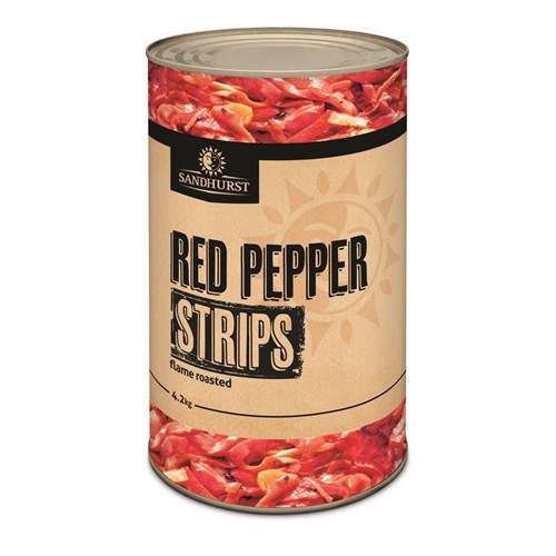 PEPPERS STRIPS RED ROASTED 4.1KG(3) # RPSTRIPSA12 SANDHURST