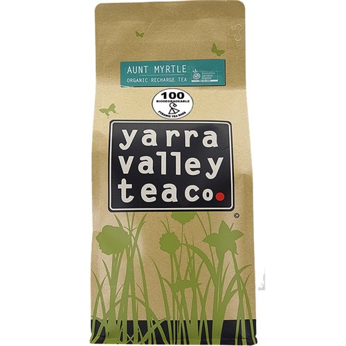TEA BAGS ORG  AUNT MYRTLE GREEN TEA LEMON MYRT 100S(25) # TSR23 YARRA VALLEY TEA